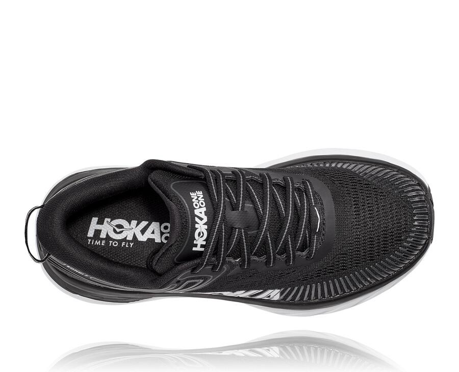 Hoka One One Hardloopschoenen Dames - Bondi 7 - Zwart/Wit - QN4783259